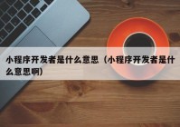 小程序開(kāi)發(fā)者是什么意思（小程序開(kāi)發(fā)者是什么意思啊）