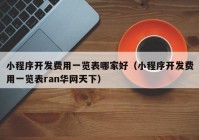 小程序開(kāi)發(fā)費(fèi)用一覽表哪家好（小程序開(kāi)發(fā)費(fèi)用一覽表ran華網(wǎng)天下）